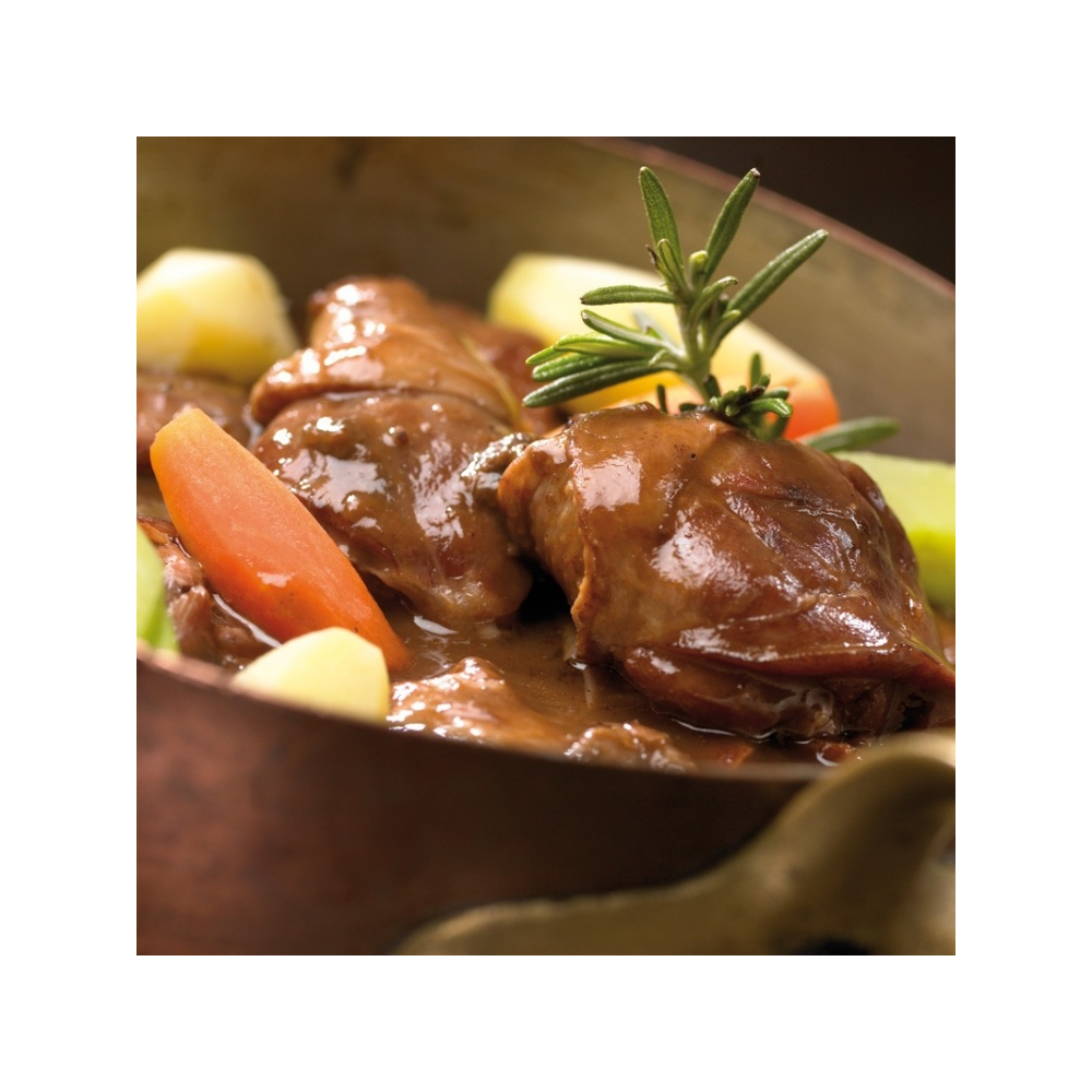 Le Coq au Vin de Cahors Mijoté aux Cèpes