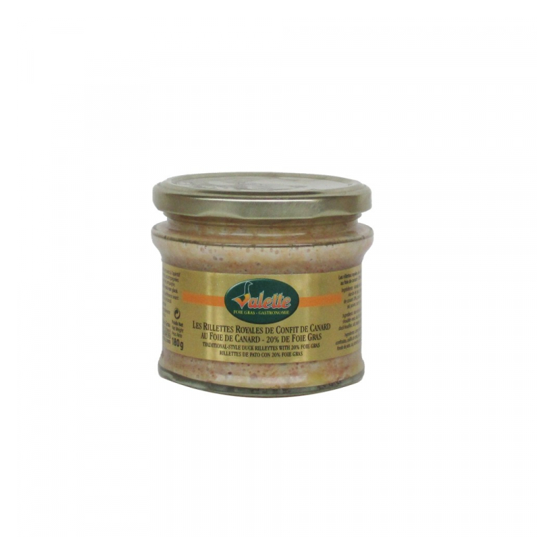 Le Lot de 2 Rillettes Royales de Confit de Canard au Foie de Canard (23 % de Bloc de Foie Gras) + 180 g