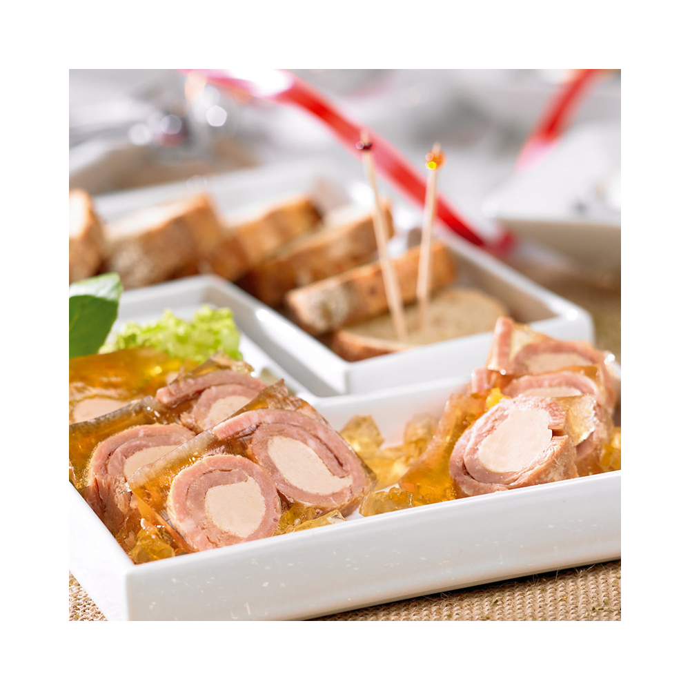Les Rondos de Jambon Fourrés au Foie de Canard en  Gelée  (21 % Foie gras)