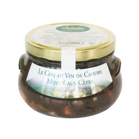 Le Coq au Vin de Cahors Mijoté aux Cèpes 